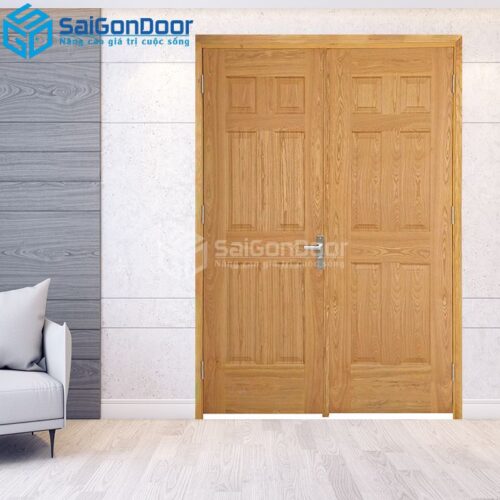 Cửa Gỗ HDF Veneer 12A Sồi 2 canh-HDFV-SGD