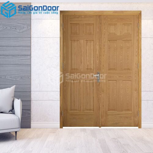 Cửa Gỗ HDF Veneer 2 canh 12A-Sồi-HDFV-SGD