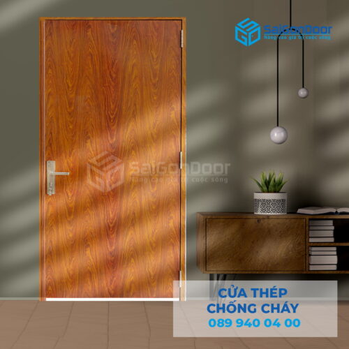 Cửa Thép Chống Cháy P1 van Gỗ 2-SGD