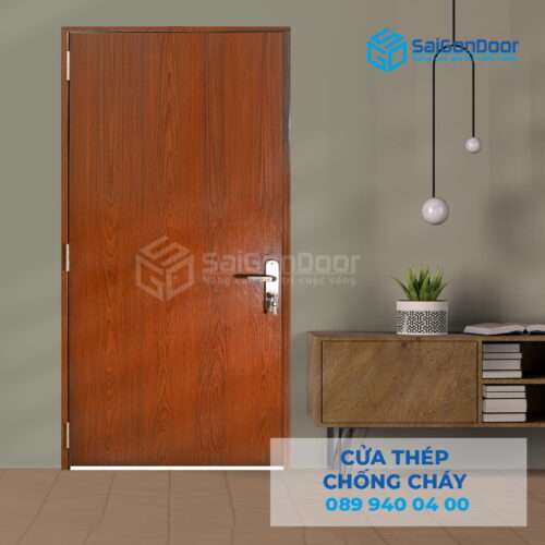 Cửa Thép Chống Cháy P1 van Gỗ 3-SGD