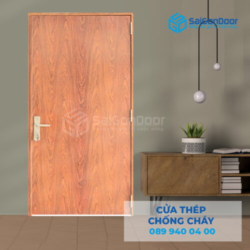 Cửa Thép Chống Cháy P1 van Gỗ-SGD