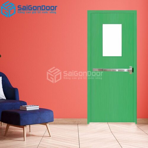 Cửa Thép Chống Cháy P1G1 xanh thoan thoat hiem-a-SGD