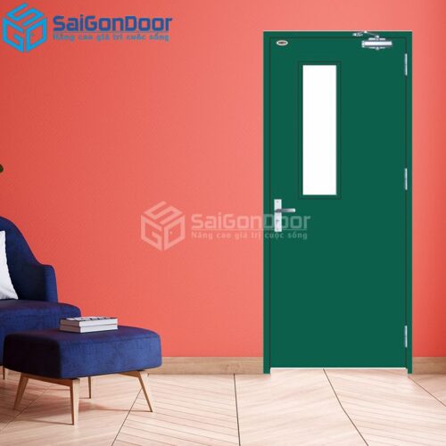 Cửa Thép Chống Cháy TCC-P1G1a dung tay day hoi-a-SGD